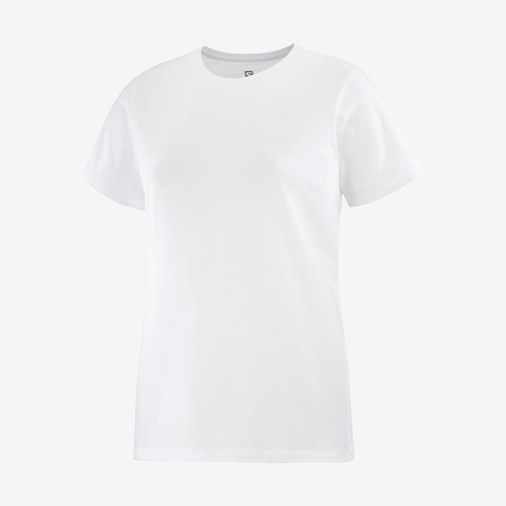SALOMON OUTLIFE SMALL LOGO SS W Philippines - Women's Tee Shirts - White | 076491-YZH